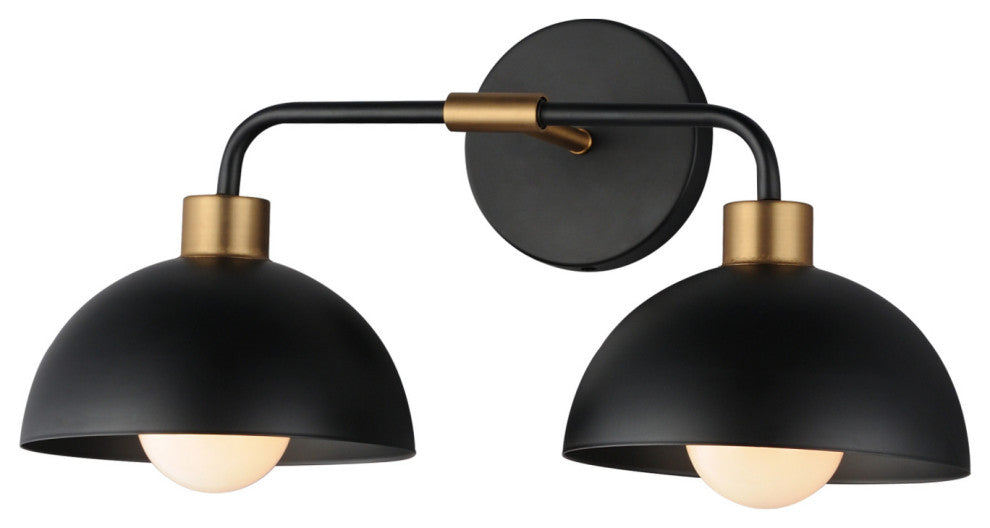 Maxim 10022 Thelonious 2 Light 20"W Vanity Light - Black / Natural Aged Brass