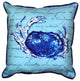 Betsy Drake Blue Script Crab Extra Large Zippered Pillow 22x22