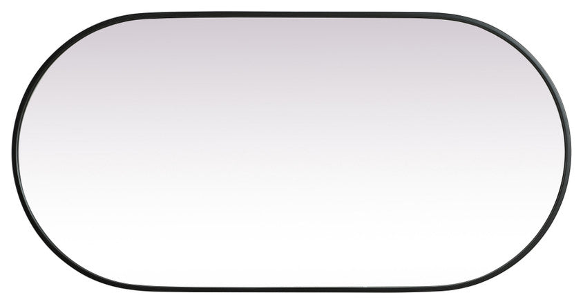 Home Living Metal Frame Oval Mirror 24x48 Inch, Black