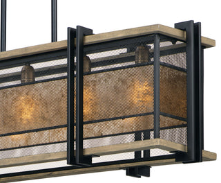 Maxim 27567 Boundry 5 Light 45"W Mica / Mesh Shade Linear - Black / Barn Wood /