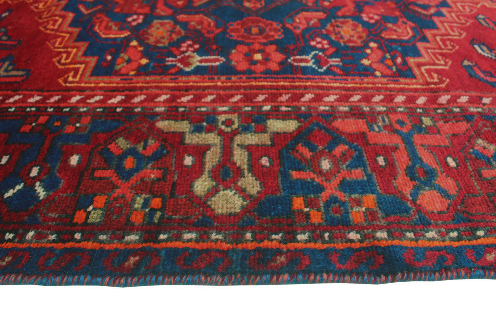 Fine Vintage Distressed Alyanna Red/Blue Runner, 3'8x9'0