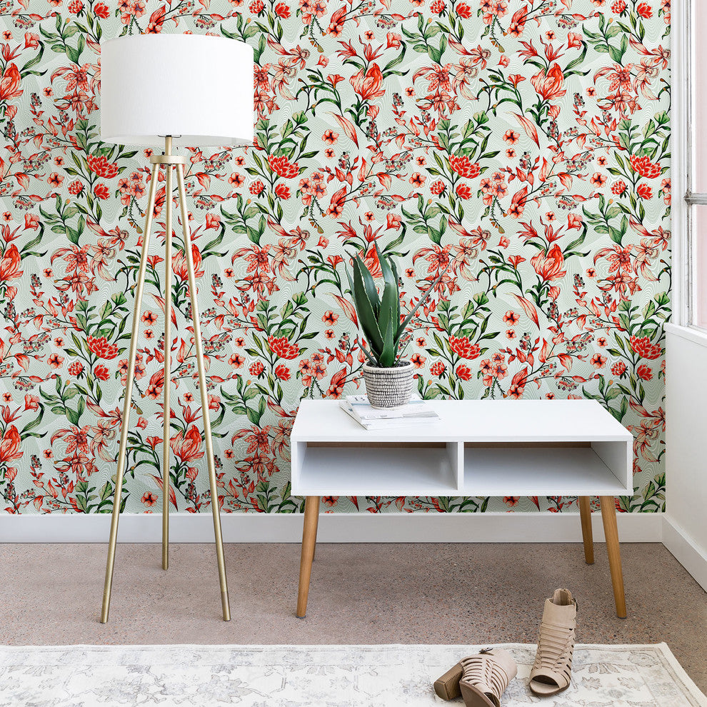 Deny Designs Marta Barragan Camarasa Exotic Bloom Wallpaper, Green, 2'x4'