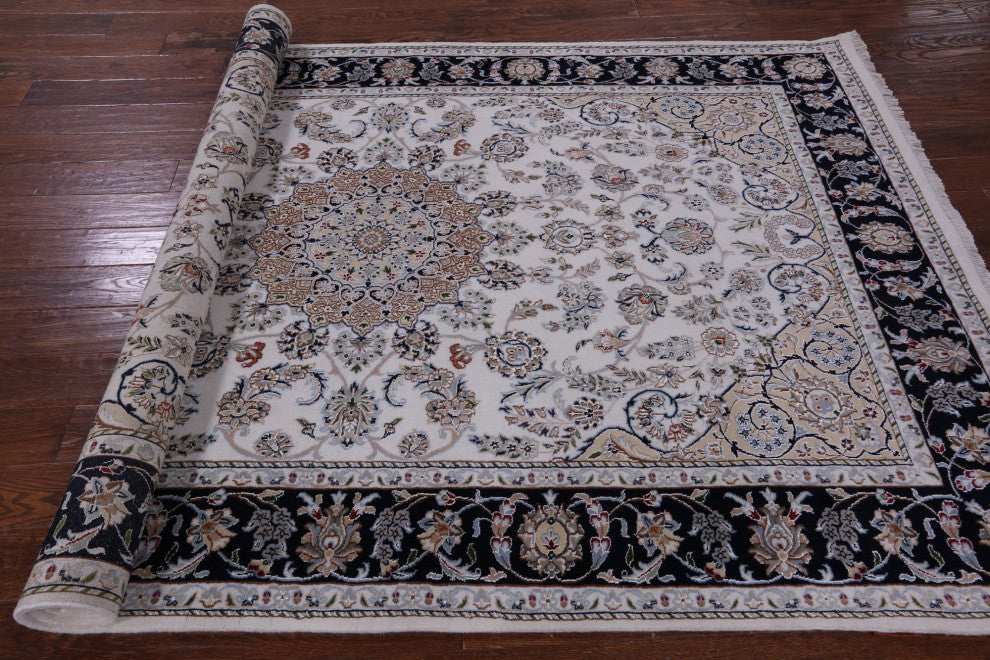 5' 10" X 9' 1" Wool & Silk Persian Nain Hand-Knotted Rug - Q14734