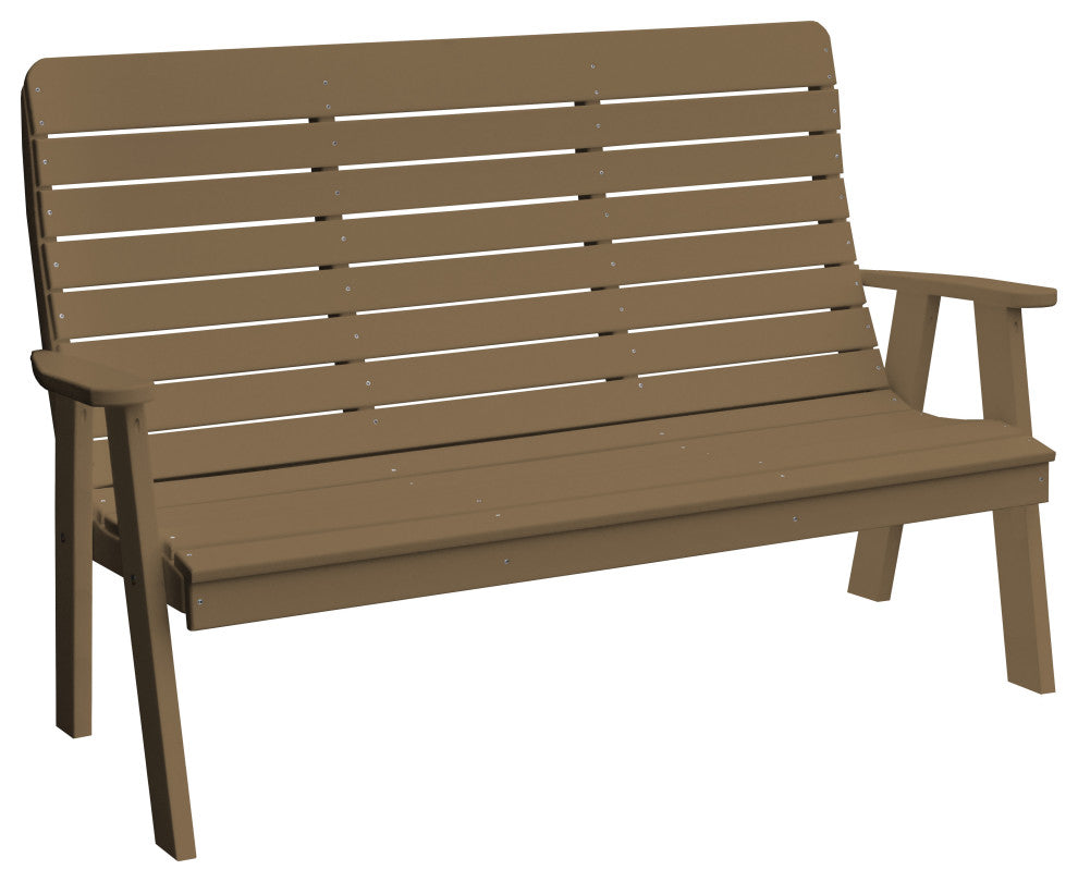 Poly Winston Garden Bench, Weathered Wood, 4 Foot