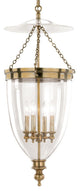 Hanover 4-Light Pendant Clear Glass Shade, Aged Brass
