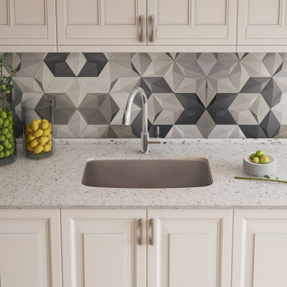 Blanco 442549 Valea 27"x18" Granite Single Bowl Kitchen Sink, Truffle