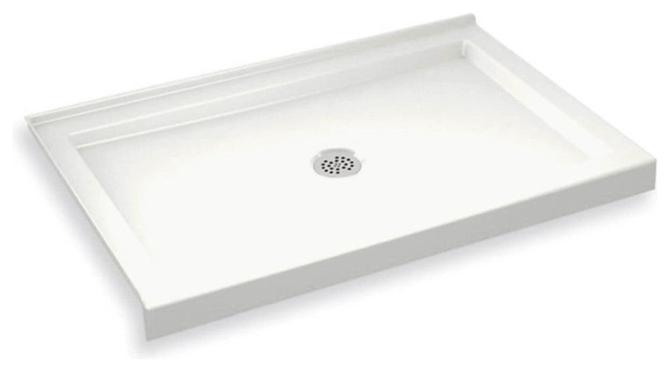 MAAX B3Round Rectangular Corner Left Shower Base with Center Drain, White