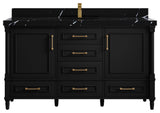 Aberdeen 60 Single Bathroom Vanity In Black 2" Calacatta Black