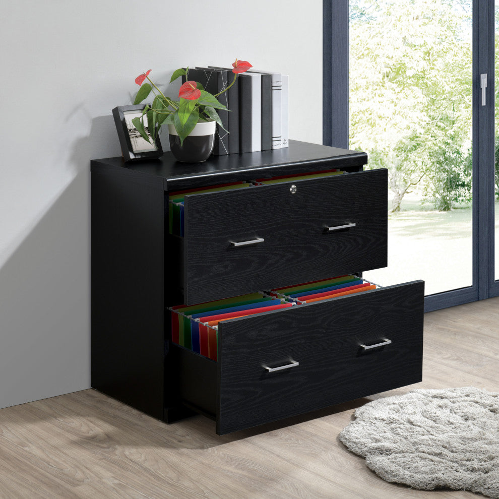 Alpine 2-Drawer Lateral File With Lockdowel Fastening System, Black Finish