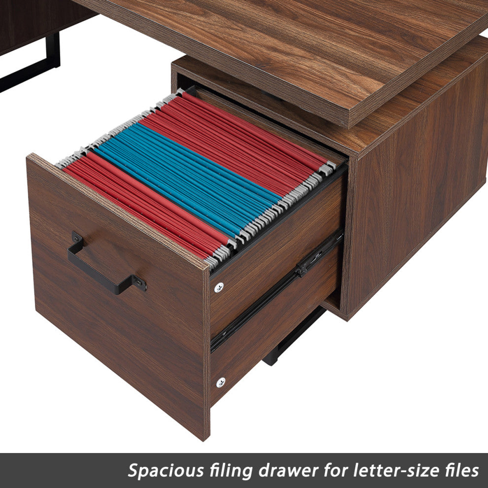 TATEUS Home Office Computer Desk Writing Study Table,Brown