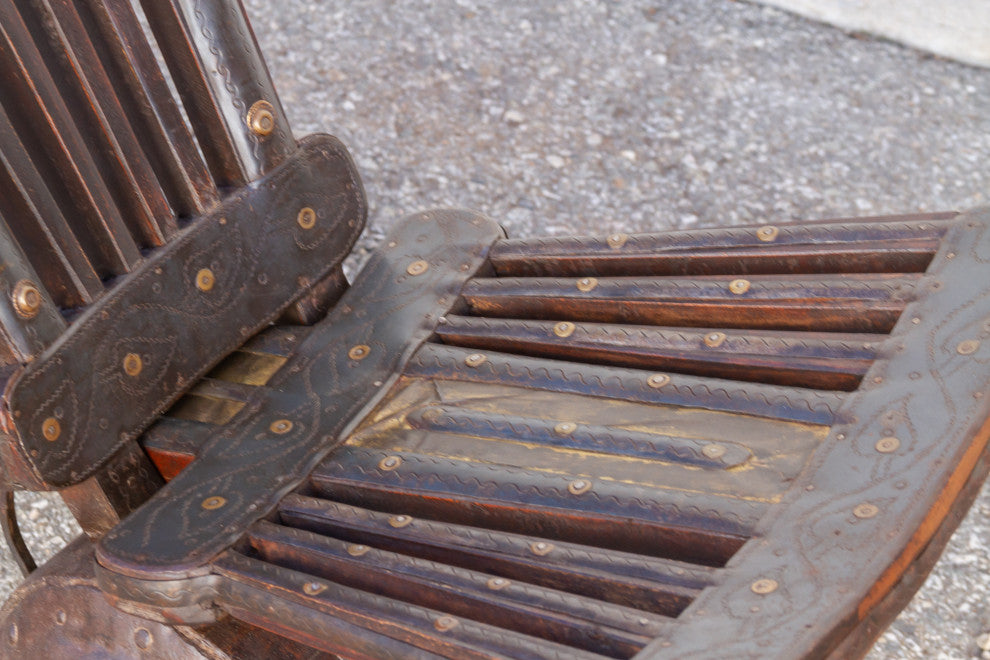 Wood and Metal Tribal Wheel Chair