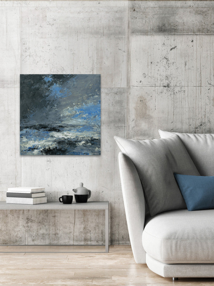 "Dark Stormy Clouds" Painting Print on Wrapped Canvas, 24"x24"