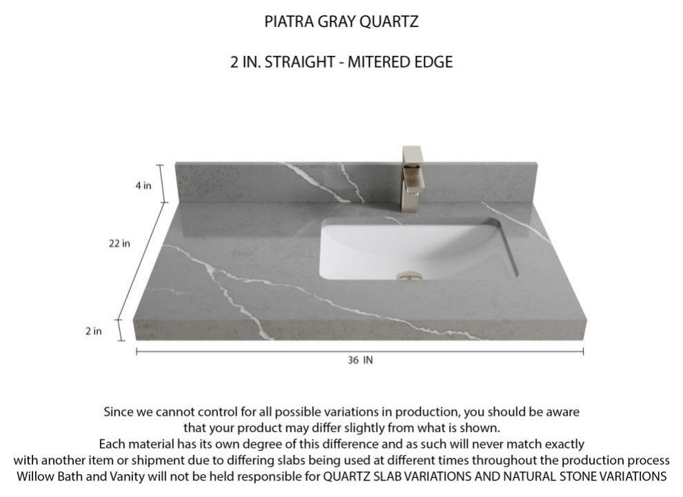Elizabeth 36 Right Offset Bath Vanity in Light Natural Teak 2" Piatra Gray