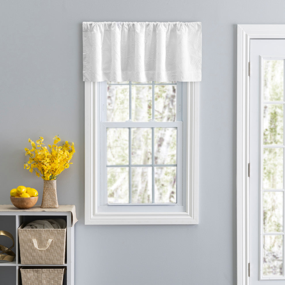 Eva Candlewick 50" x 17" Tailored Valance, White