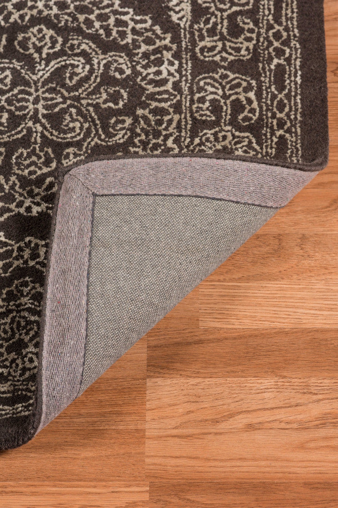 5" X8" X 0.5" Gray Wool Area Rug
