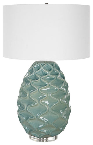 Uttermost Laced Up Sea Foam Glass Table Lamp
