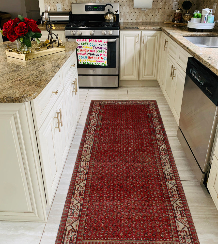 Semi Antique Mhina Red/Beige Runner, 3'5x10'0