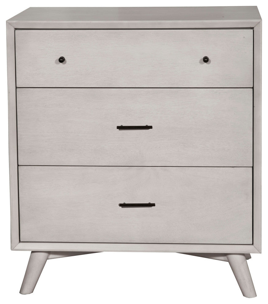Flynn Mid Century Modern 3 Drawer Small Chest, Gray