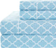 Percale Meridian 100% Cotton Sheet Set, Blue and White, King
