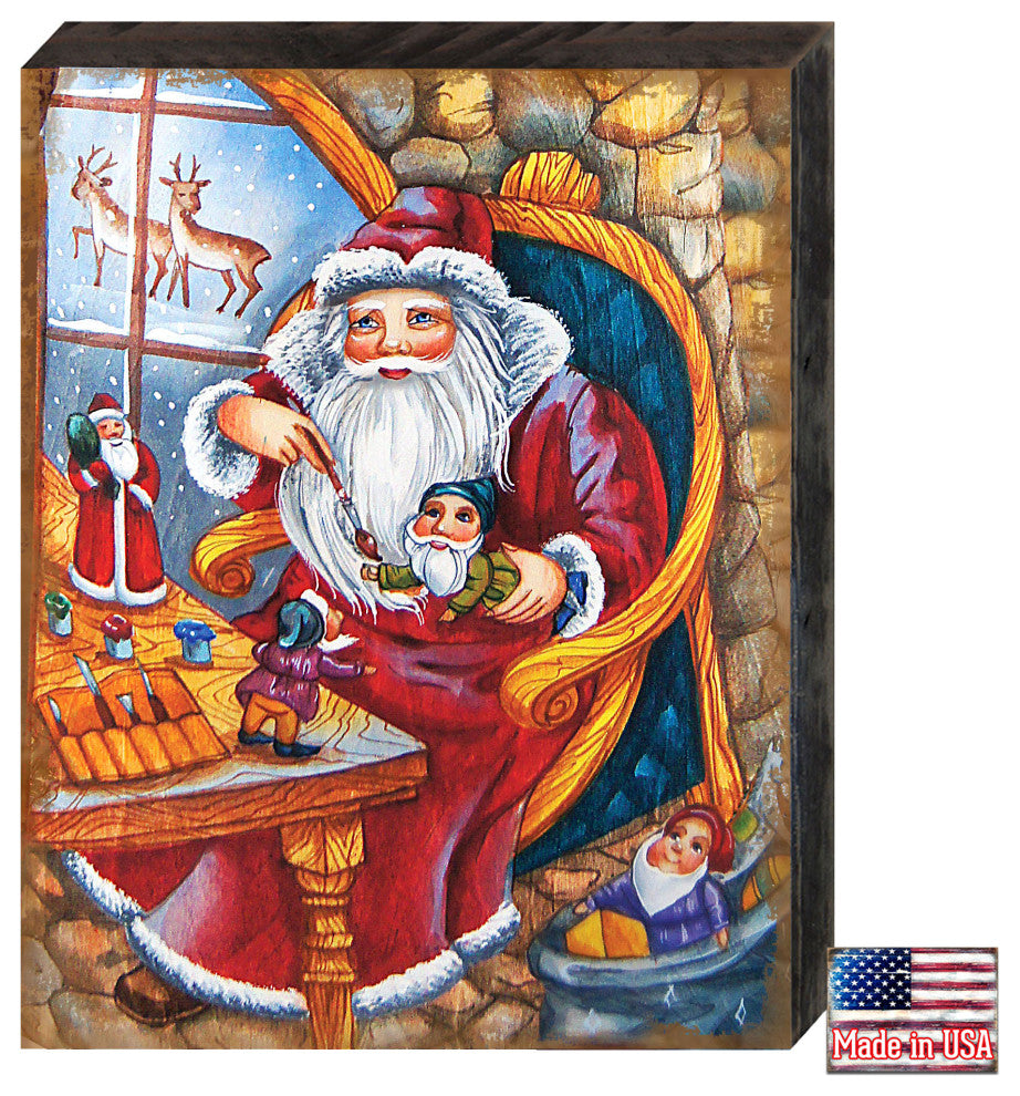 Christmas Workshop Santa Wooden Wall Art, Medium 18x12