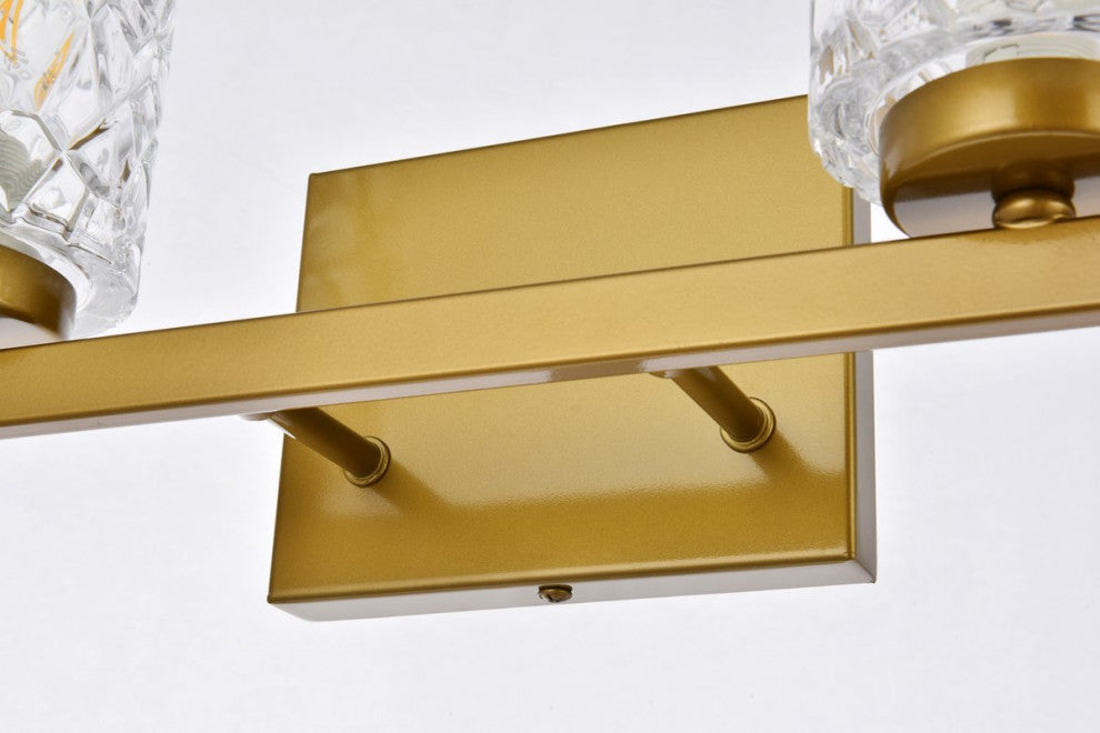 Conor 2-Light Bath Sconce, Brass With Clear Shade