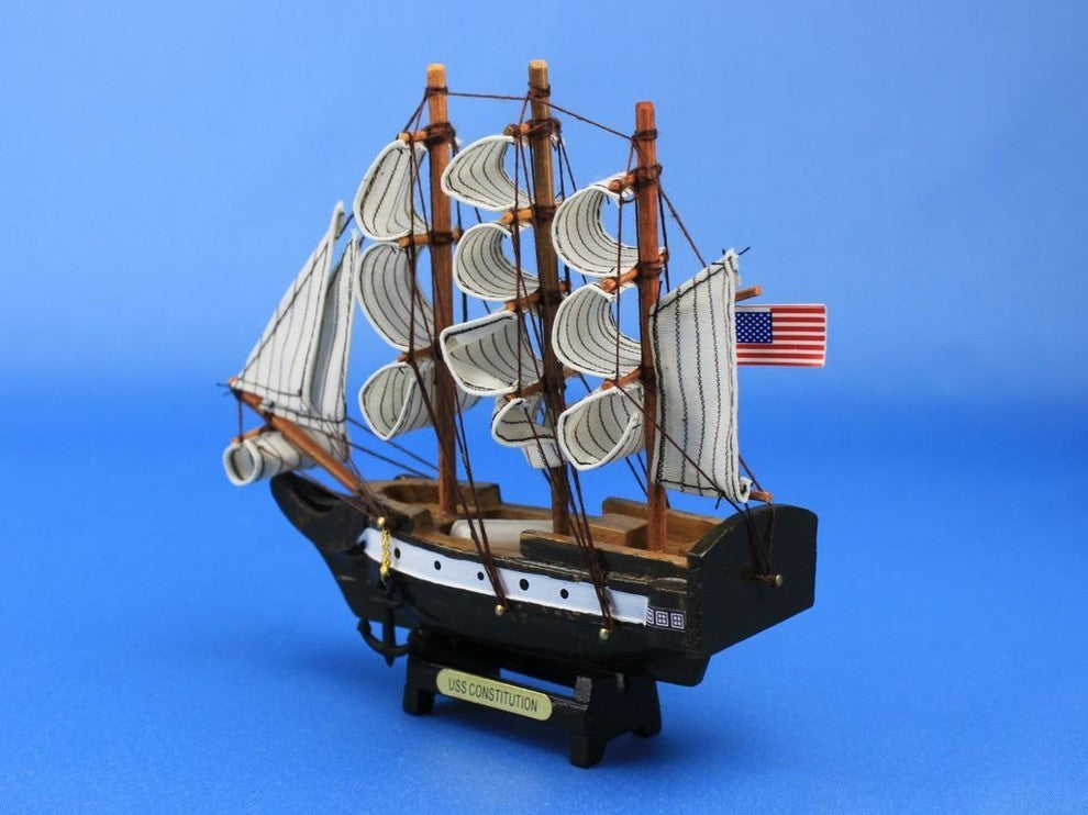 USS Constitution 7'', Wooden Model Ship, Old Ironsides, Nautical Decoration