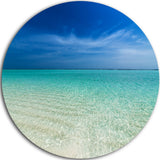Turquoise Ocean Under Blue Sky, Modern Seascape Disc Metal Artwork, 23"