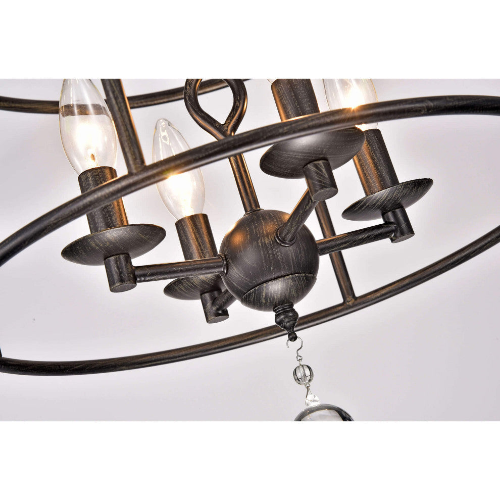 Iris 4-Light Antique Black Round Flush Mount