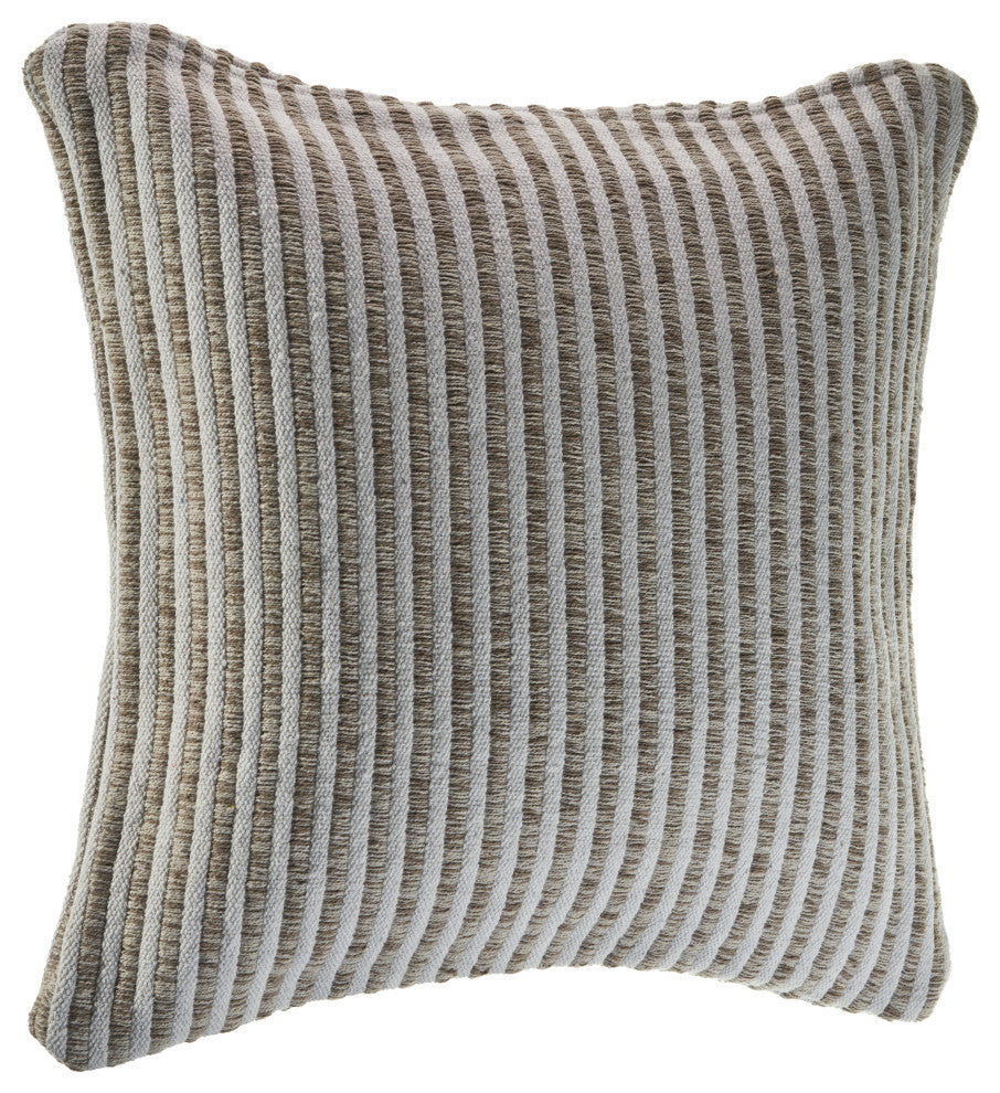 Beige and Cream Striped Throw Pillow