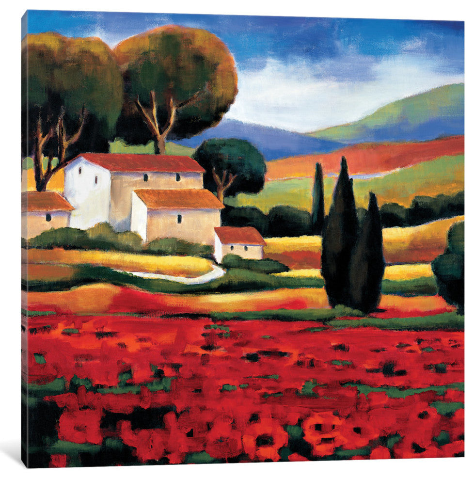 "Poppy Field II" by Janine Clarke, Canvas Print, 12"x12"