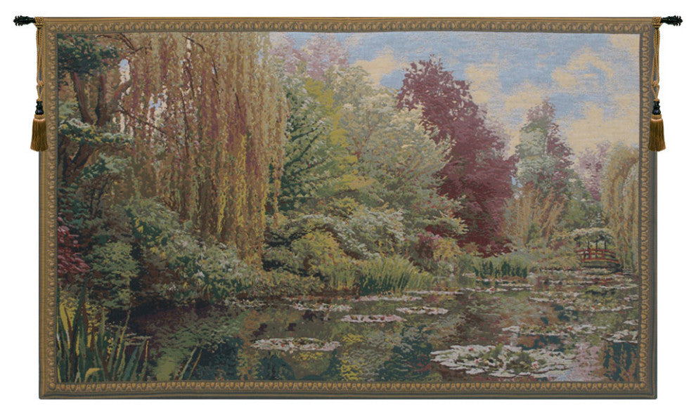 Monet Left Panel with Border Belgian Wall Tapestry