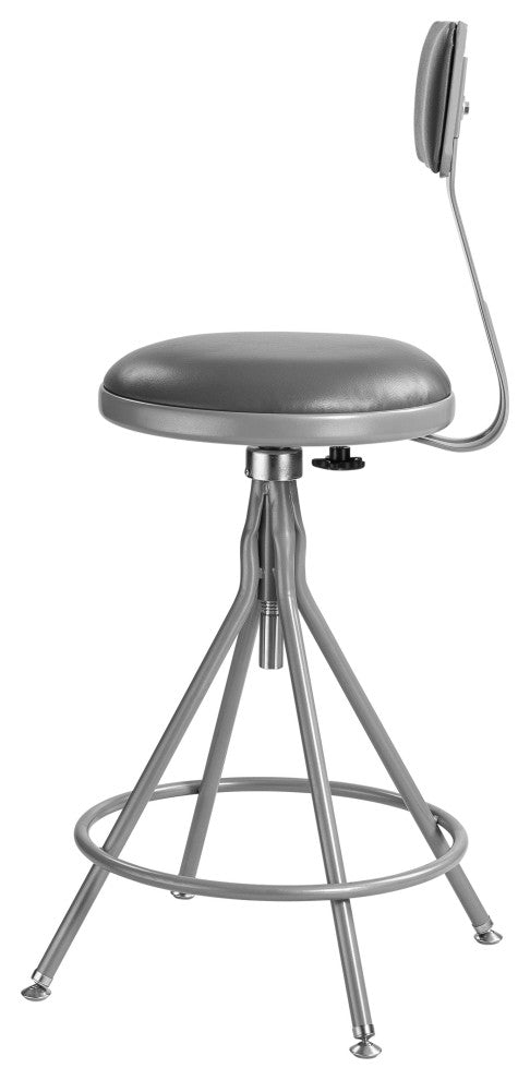 NPS 24"-30" Height Adjustable Vinyl Swivel Steel Stool With Backrest, Grey