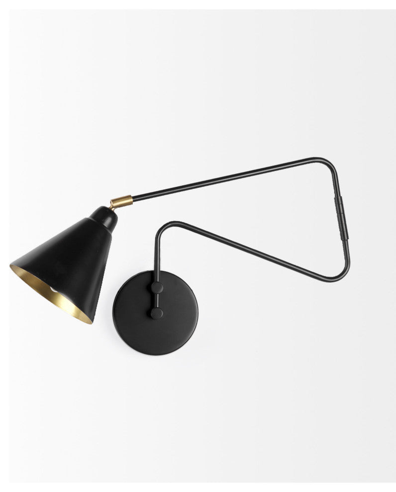 Cobalt 6Lx32W Black Metal Cone Shaped Swivel Wall Sconce