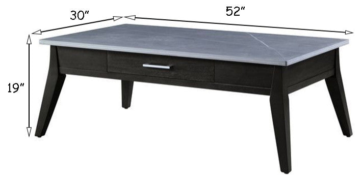Benzara BM262101 Coffee Table With Marble Top and Angled Legs, Brown