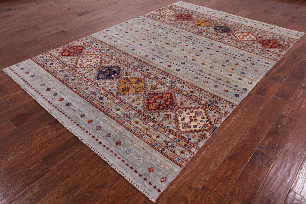 6' 6" X 9' 8" Khorjin Super Kazak Hand Knotted Wool Rug Q5347