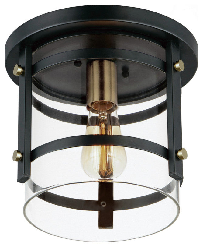Maxim 2641 Capitol 10"W Flush Mount Ceiling Fixture - Black / Antique Brass