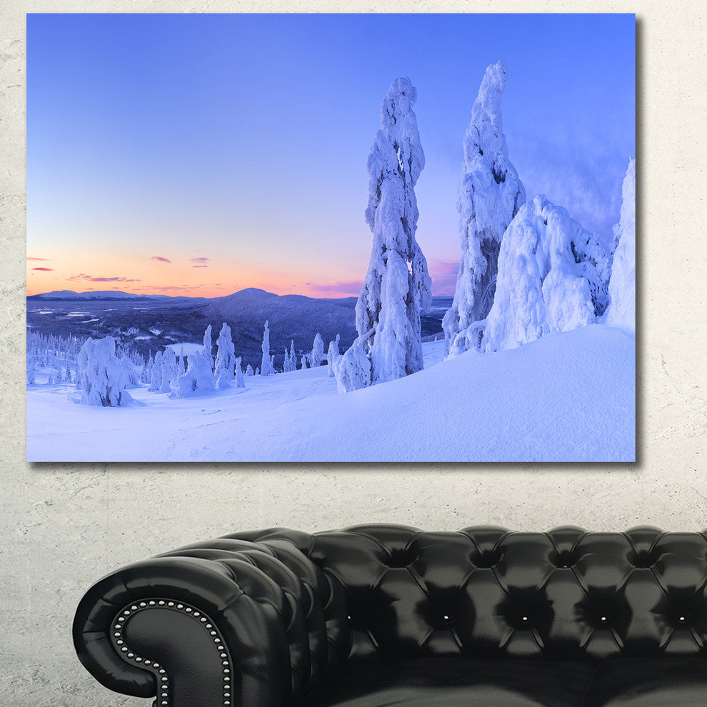 Sunset over Frozen Trees, Oversized Landscape Canvas Art, 60x40