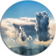 Heavy Clouds In Sky Panoramic View, Landscape Round Metal Wall Art, 36"