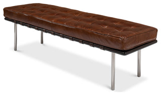 Mid Century Leather Bench