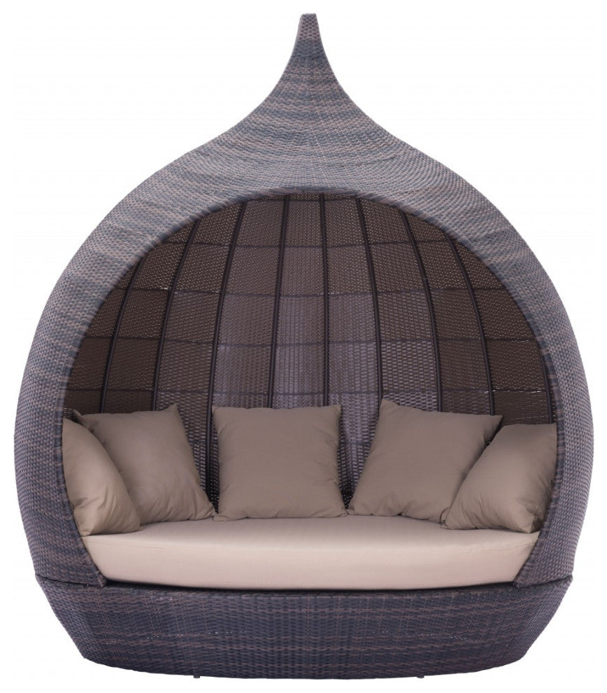 Teardrop Shaped Brown and Beige Daybed