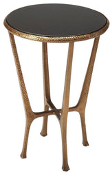 End Table Side Antique Gold Black Bronze Distressed Granite Aluminum