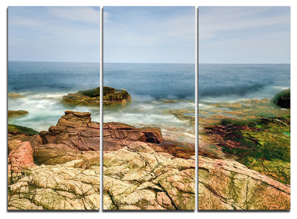 "Thunder Hole Acadia National Park" Metal Wall Art, 3 Panels, 36"x28"