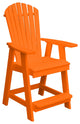 Poly Lumber Adirondack Chair with Arms, Orange, Counter Height