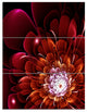 "Fractal Red and Yellow Flower" Digital Wall Art, 3 Panels, 28"x36"