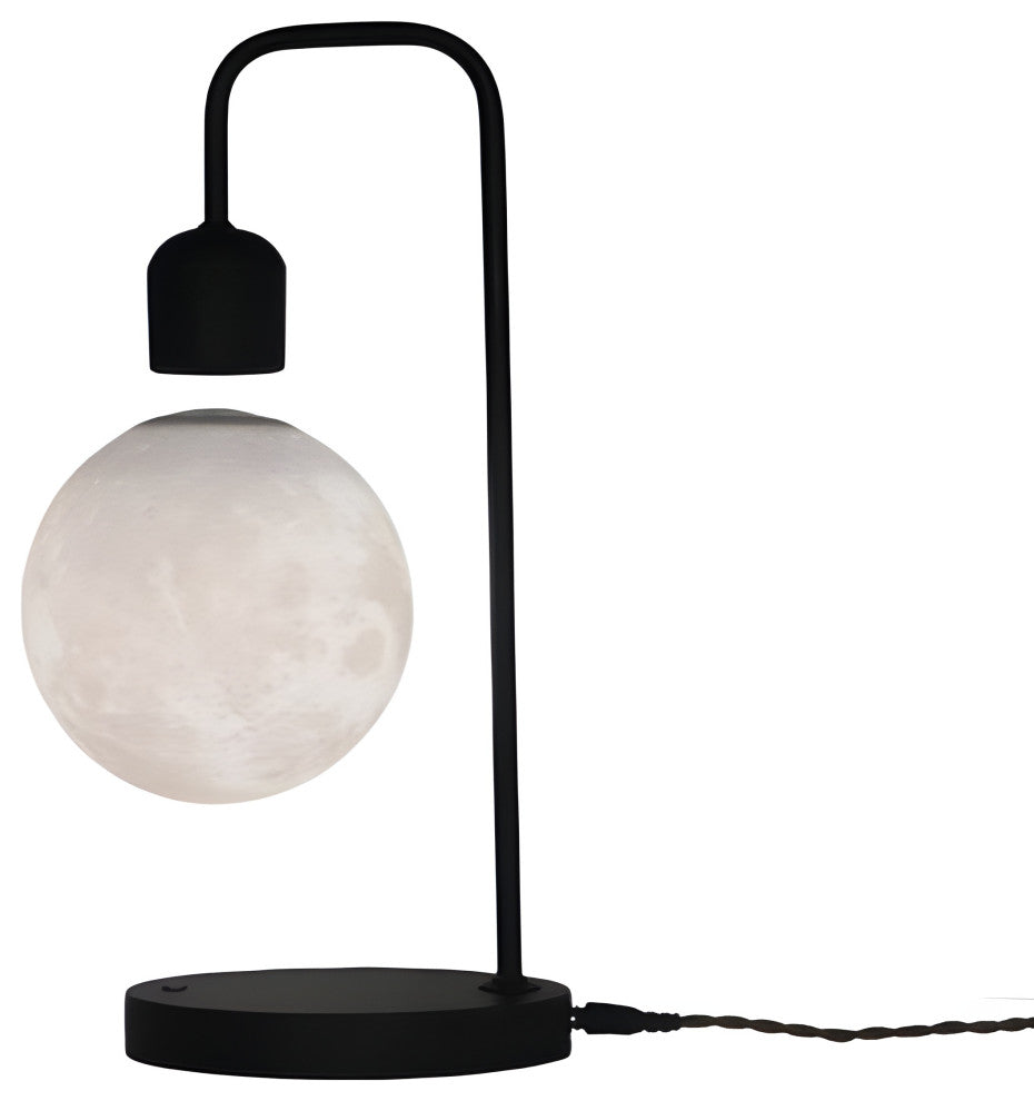 Creative Silver/Black Iron 3D Levitating Moon LED Table Lamp, Black