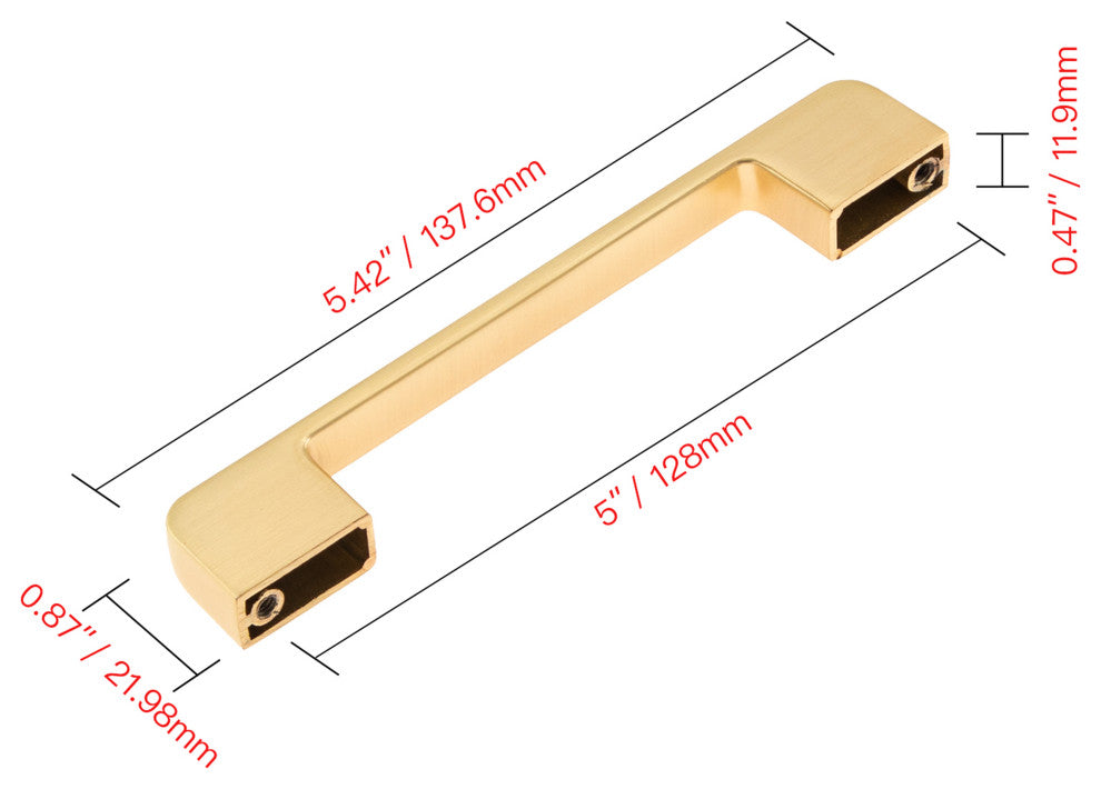 Utopia Alley Zinc Cabinet Pull, 3.75"/5.0" Center to Center, Brushed Brass, 5.0", 1 Pack