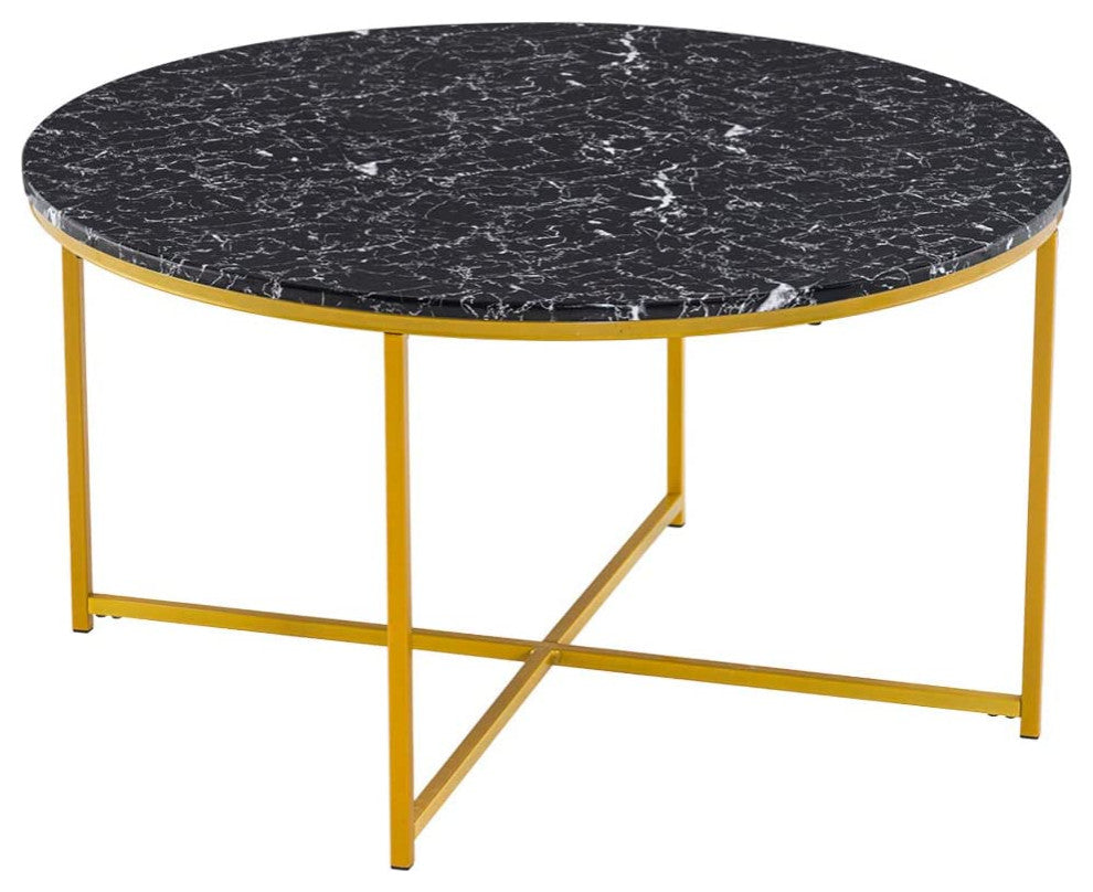 Modern Round  Coffee Table with Metal Frame Suitable for Home Office