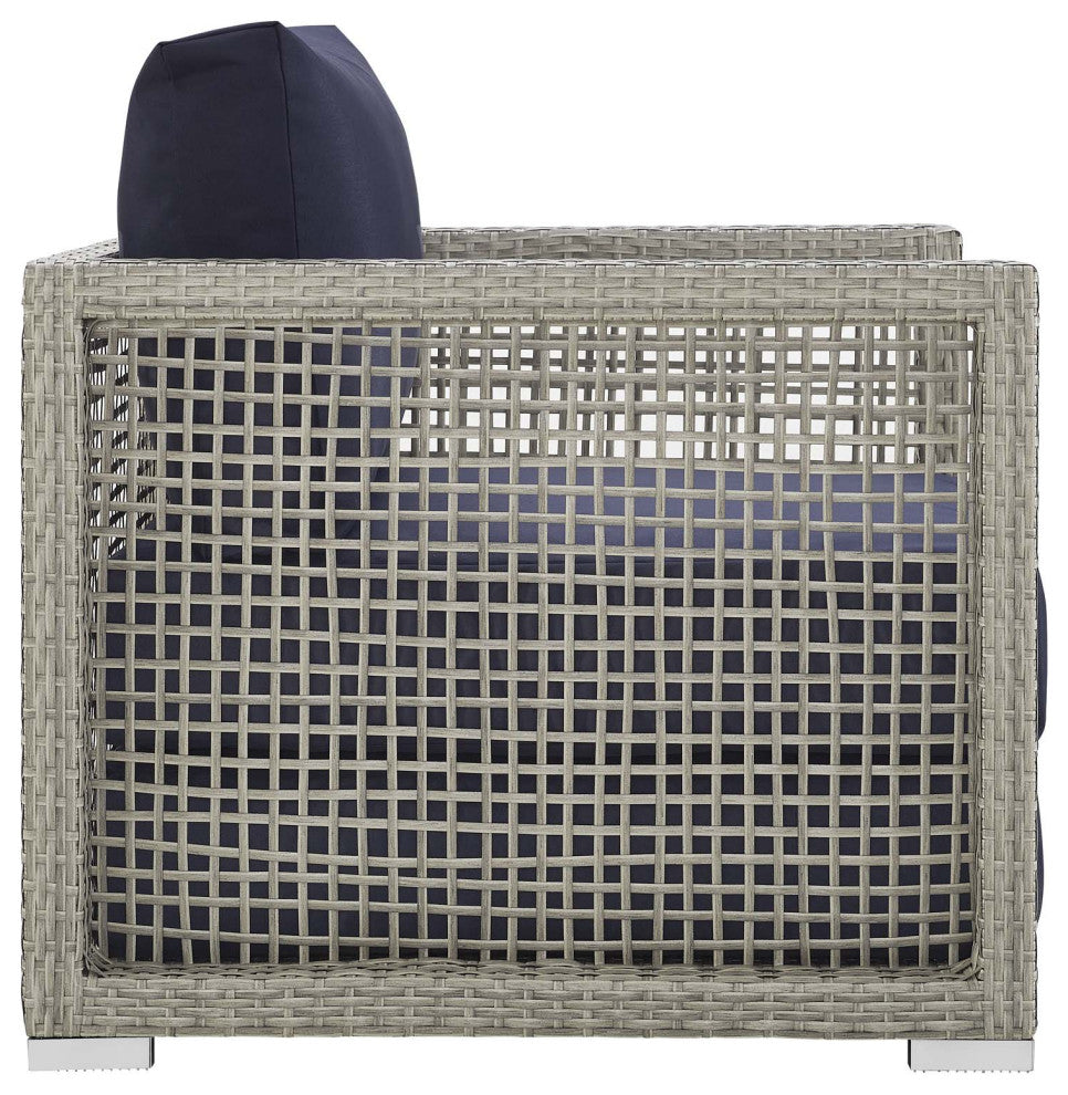 Aura 4 Piece Outdoor Patio Wicker Rattan Set Gray Navy