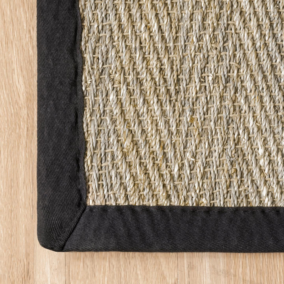 Nuloom Larnaca Seagrass Herringbone Indoor/Outdoor Area Rug, Black 12'x15'