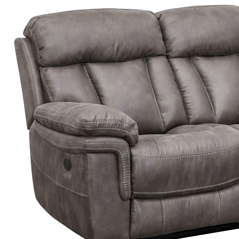 Estelle Power Reclining Sofa, Gunmetal Fabric